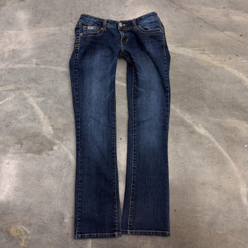 Sawary Dark Wash Bootcut Jeans Womens Y2K Low Rise Denim Blue 27x30